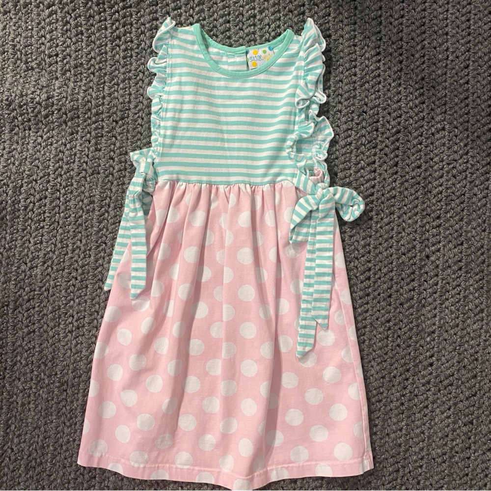 Sugar Dumplin Kids Green and Pink Knit Dress